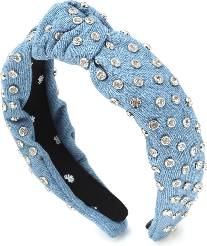 Lele Sadoughi Crystal-embellished denim headband
