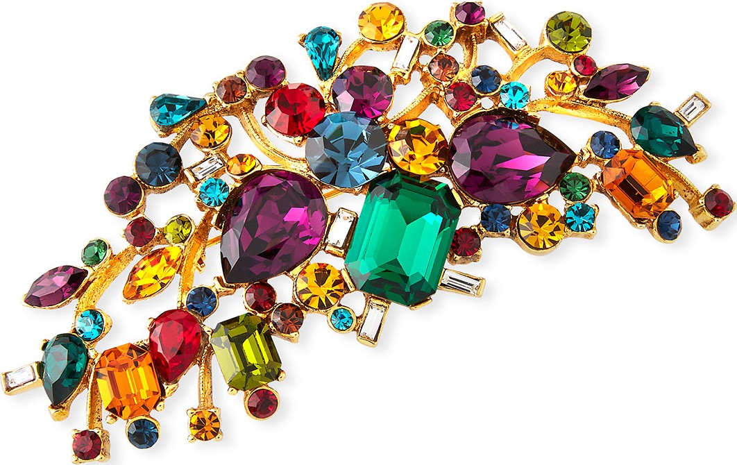 Jose & Maria Barrera Large Multicolor Crystal Brooch