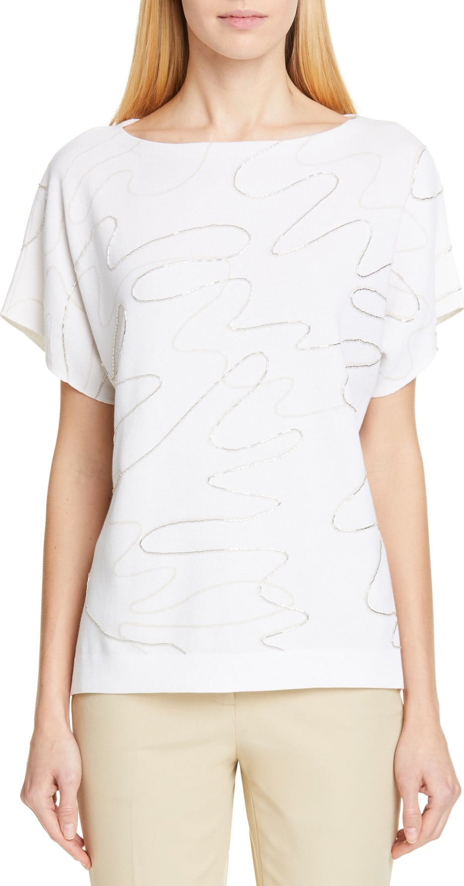 Lafayette 148 New York Beaded Double Jacquard Sweater Lafayette 148 New York Beaded Double Jacquard Sweater