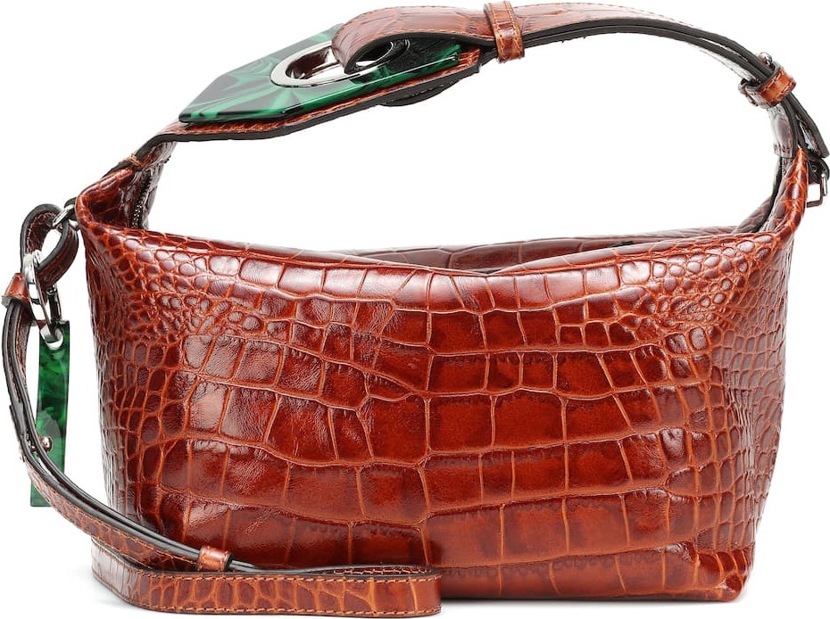 Ganni Croc-effect leather shoulder bag Ganni Croc-effect leather shoulder bag