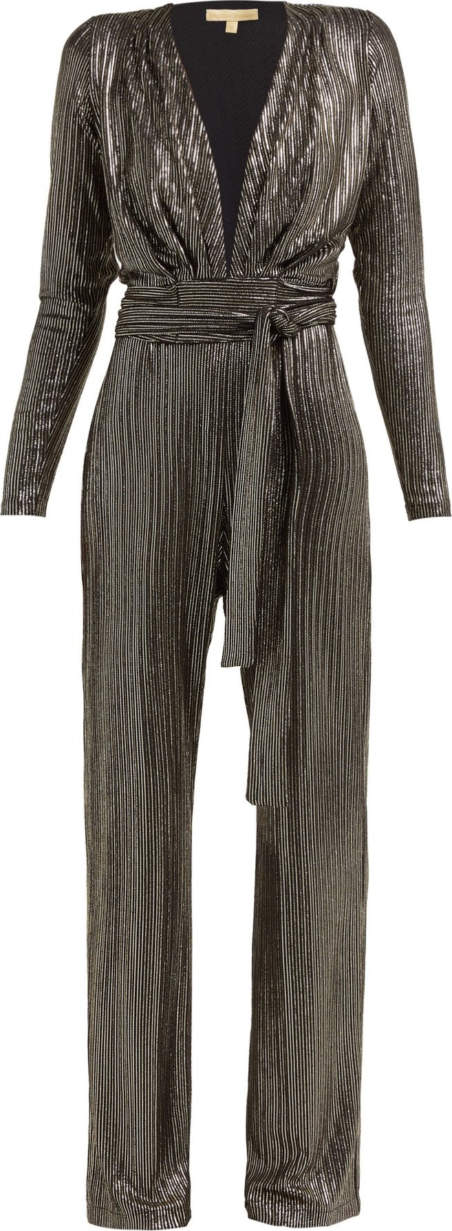 Melissa Odabash Bundchen metallic-stripe belted jumpsuit