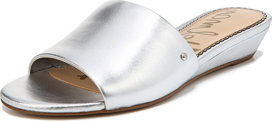 Sam Edelman Liliana Metallic Leather Demi-Wedge Slide Sandal