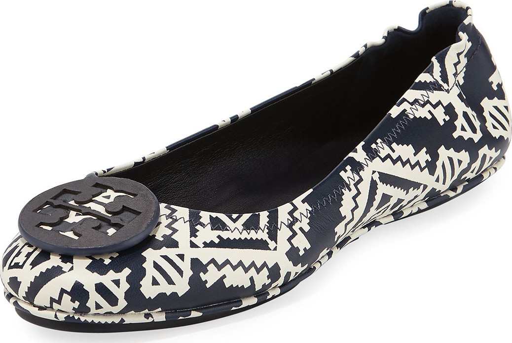 Tory Burch Minnie Floral Travel Logo Ballet Flats