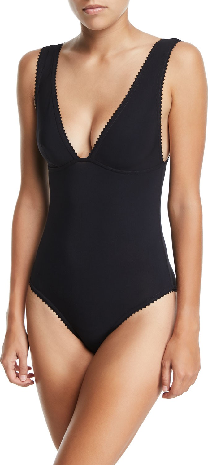Karla Colletto Savile V-Neck One-Piece Swimsuit
