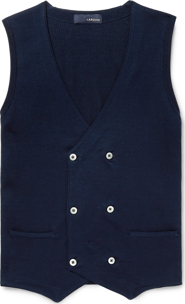 Lardini Slim-Fit Double-Breasted Knitted Cotton Sweater Vest