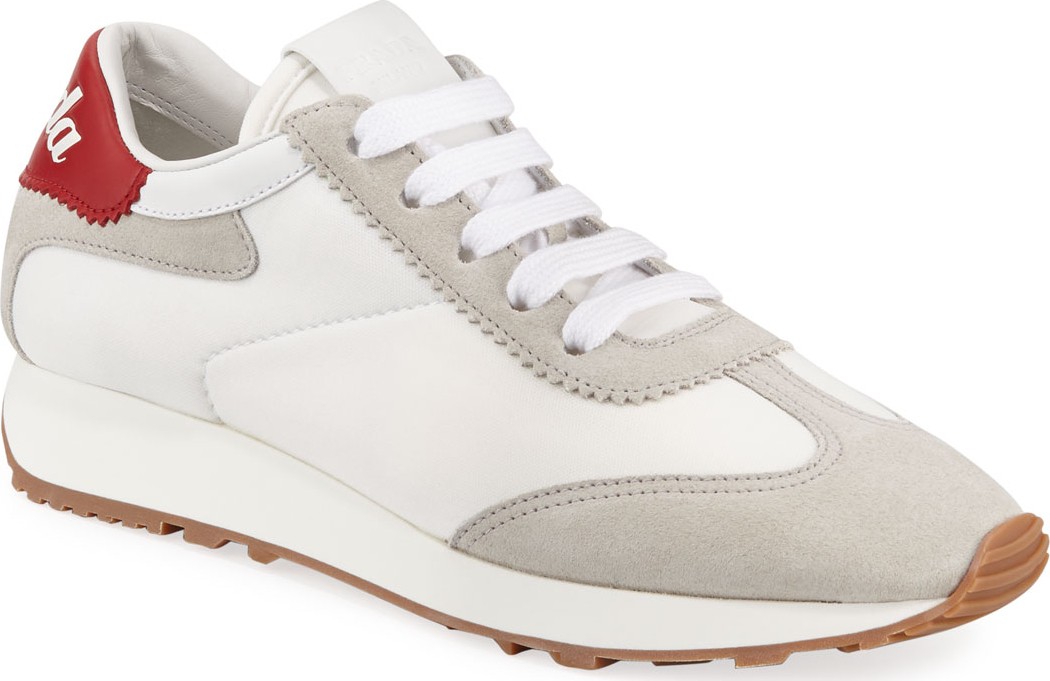 Prada Track Lace-Up Leather Sneakers