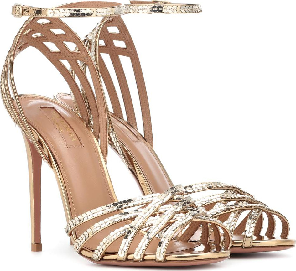 Aquazzura Studio 105 sequined leather sandals