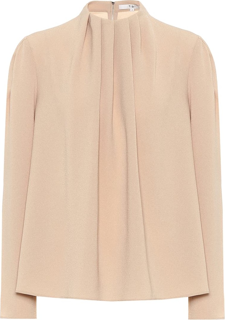Tibi Pleated crêpe top