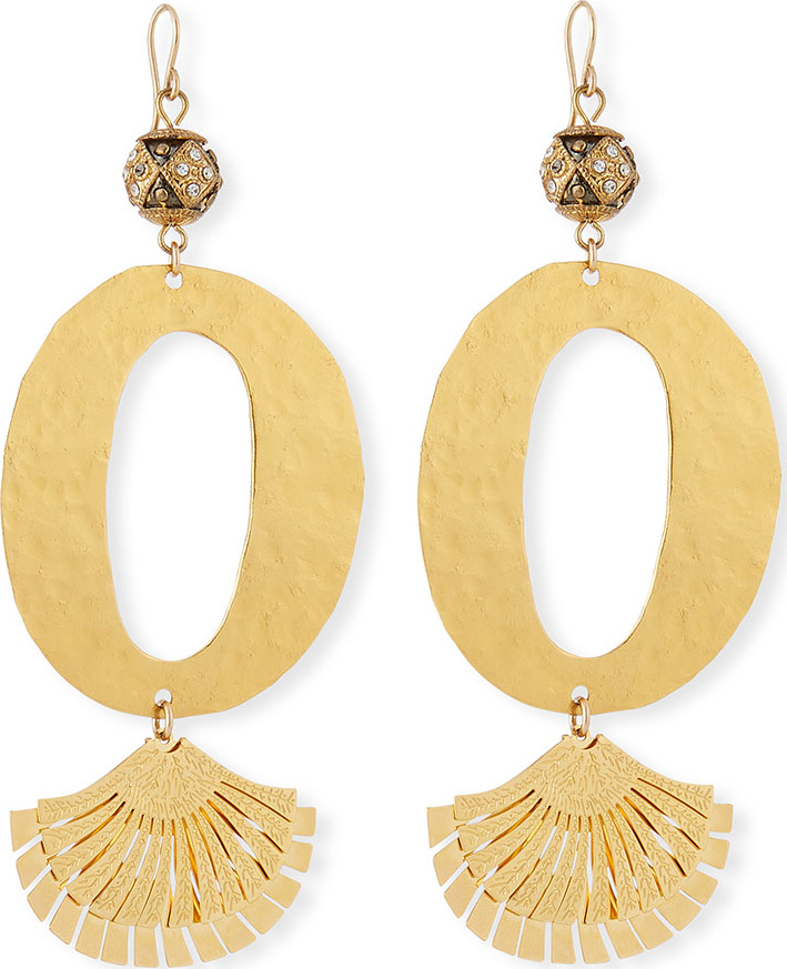 Devon Leigh Hammered Oval Fan Earrings