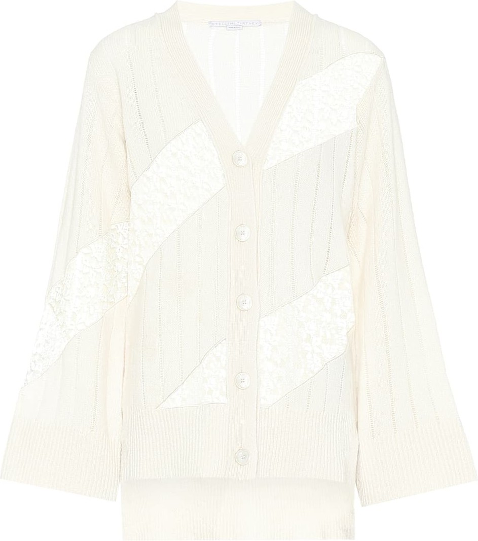 Stella McCartney Lace-trimmed cashmere cardigan