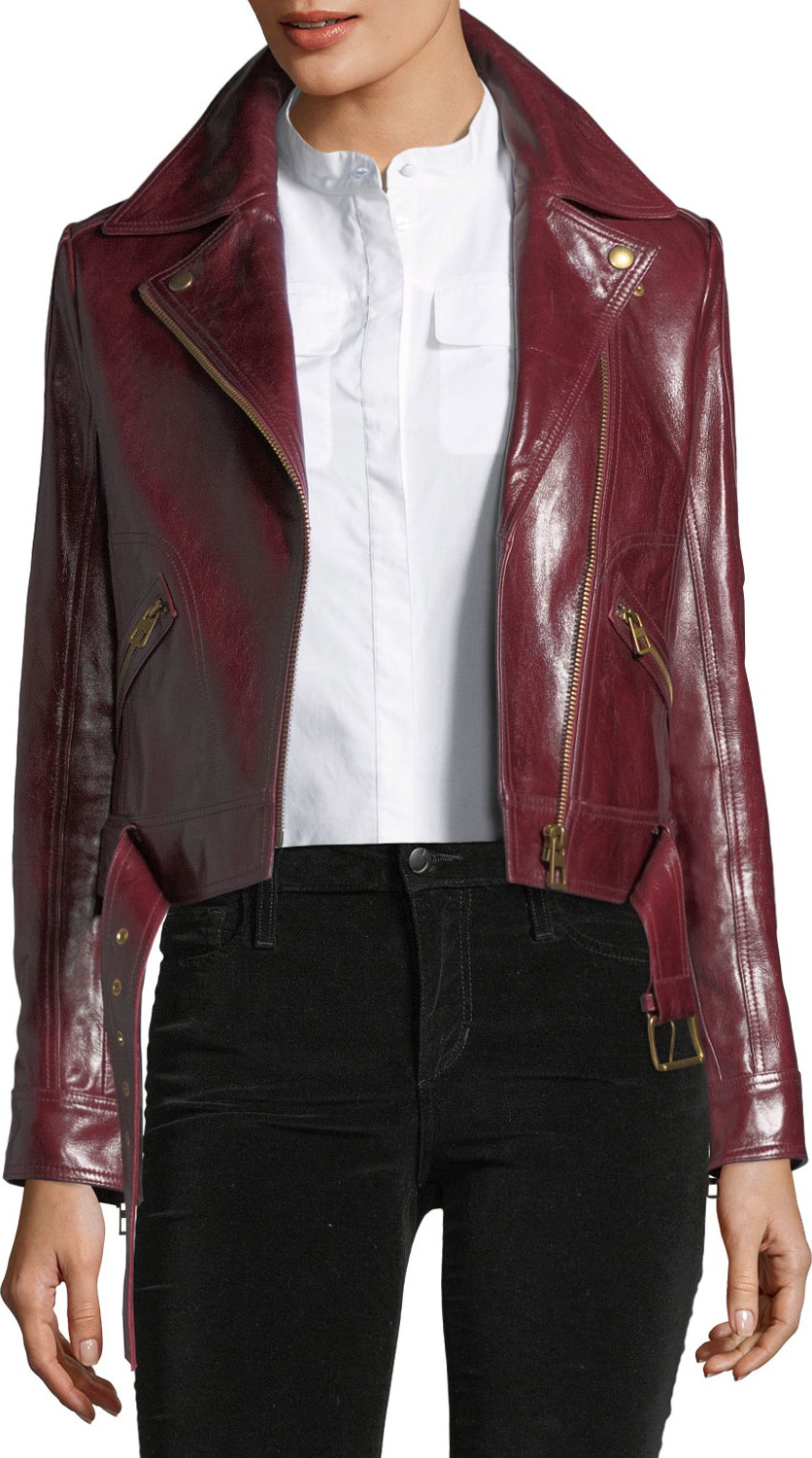 Tory Burch Bianca Cordovan Glazed Biker Jacket Tory Burch Bianca Cordovan Glazed Biker Jacket