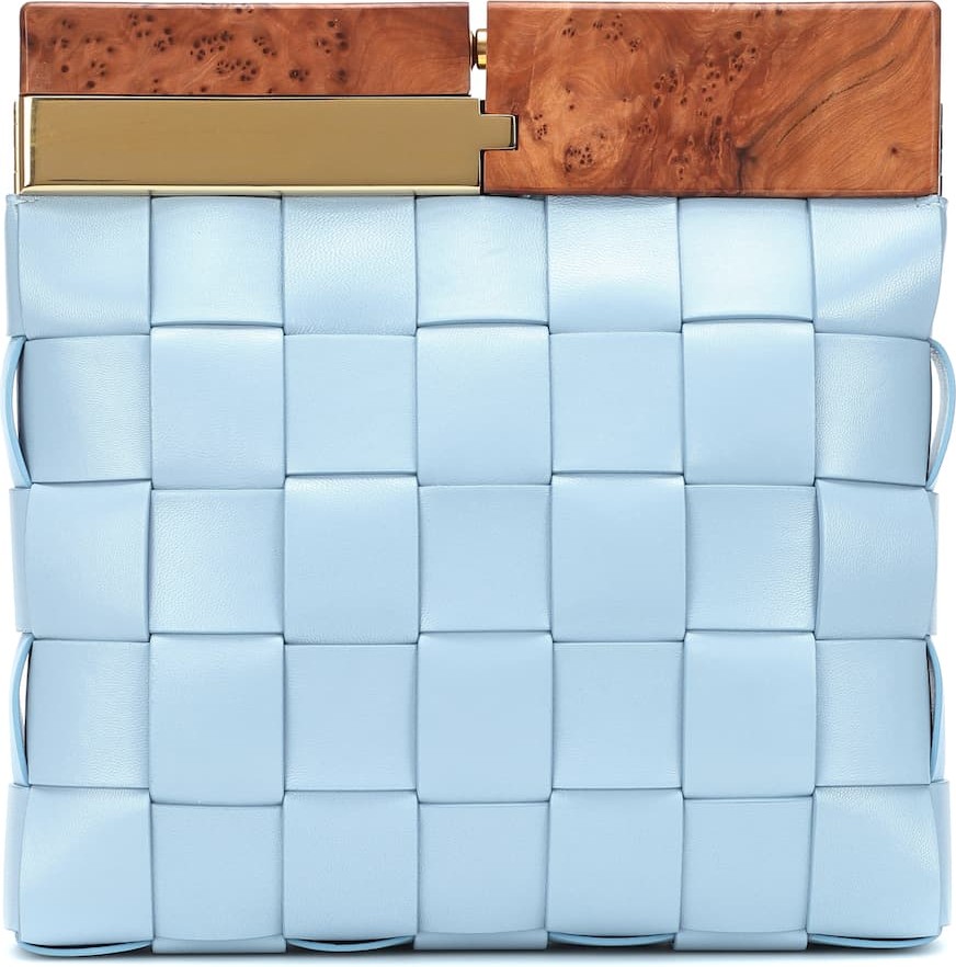 Bottega Veneta BV Snap intrecciato leather clutch