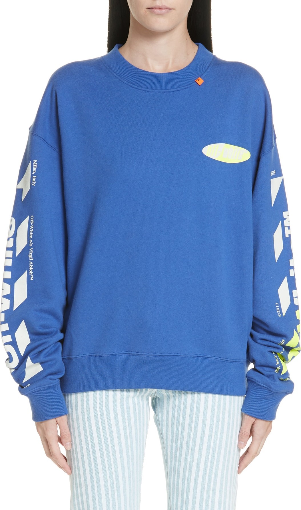 Off White Diagonal Split Logo Crewneck Sweatshirt