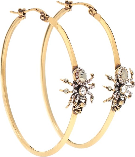 Alexander McQueen Crystal Spider hoop earrings
