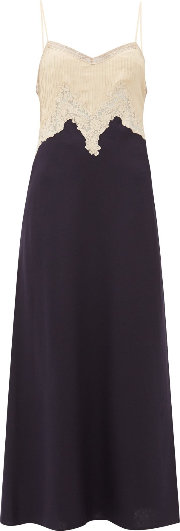 Gabriela Hearst Adolphine lace-trimmed silk-blend slip dress