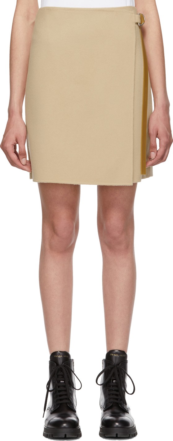 Helmut Lang Beige Wrap Miniskirt