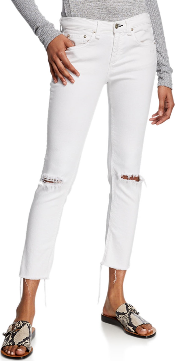Rag & Bone Dre Low-Rise Ankle Slim Boyfriend Knee-Rip Jeans