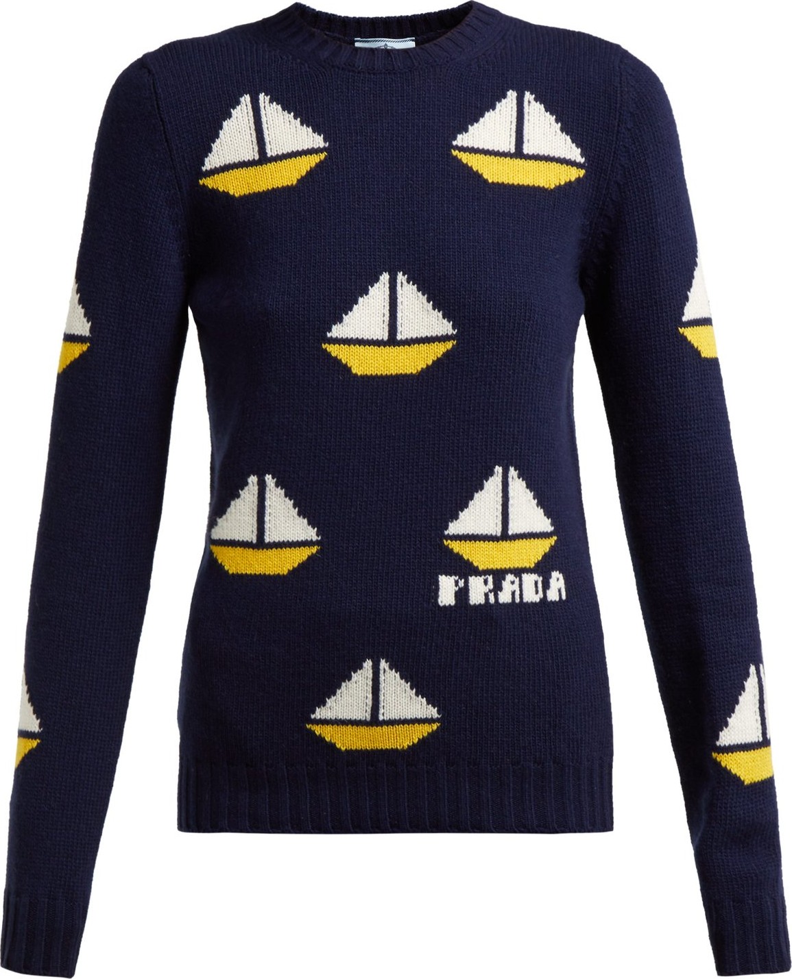 Prada Sailboat-intarsia wool-blend sweater