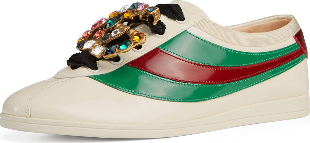 Gucci Patent Jeweled Trainer Sneakers