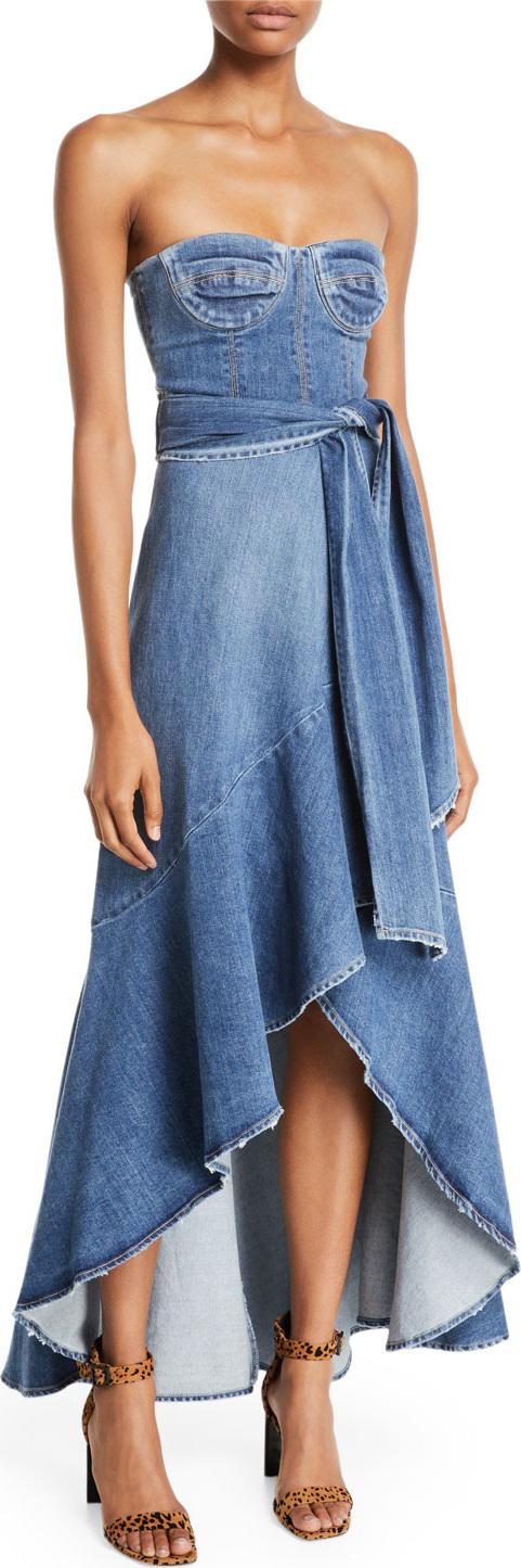 Jonathan Simkhai Classic Denim Bustier Wrap Dress