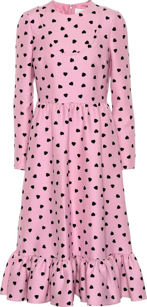 Valentino Heart print silk and wool dress