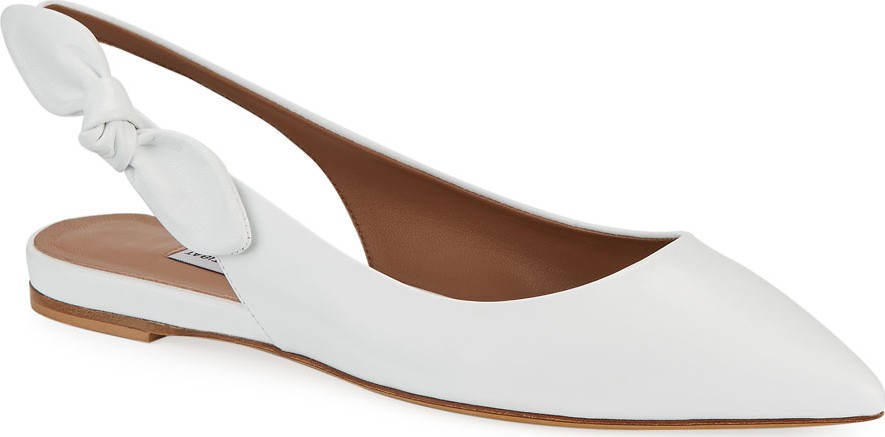 Tabitha Simmons Slingback Leather Flats w/ Bow