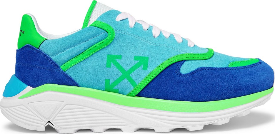 Off White Jogger Leather-Trimmed Suede Sneakers