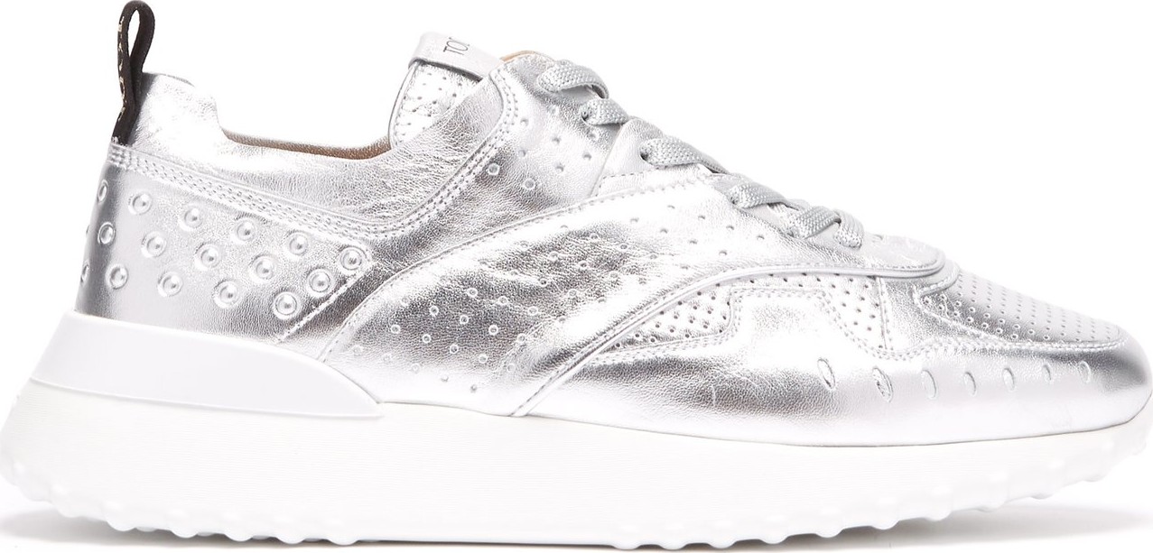 Tod's Metallic leather low-top trainers