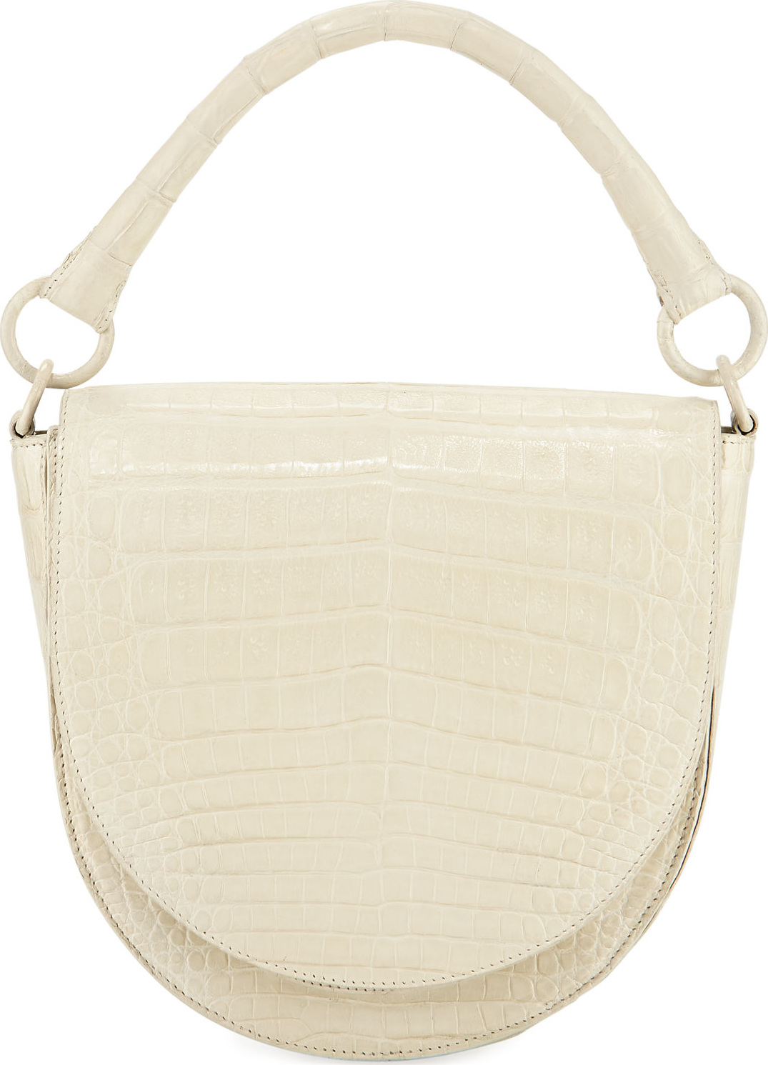 Nancy Gonzalez Teddi Croc Semicircle Crossbody Saddle Bag