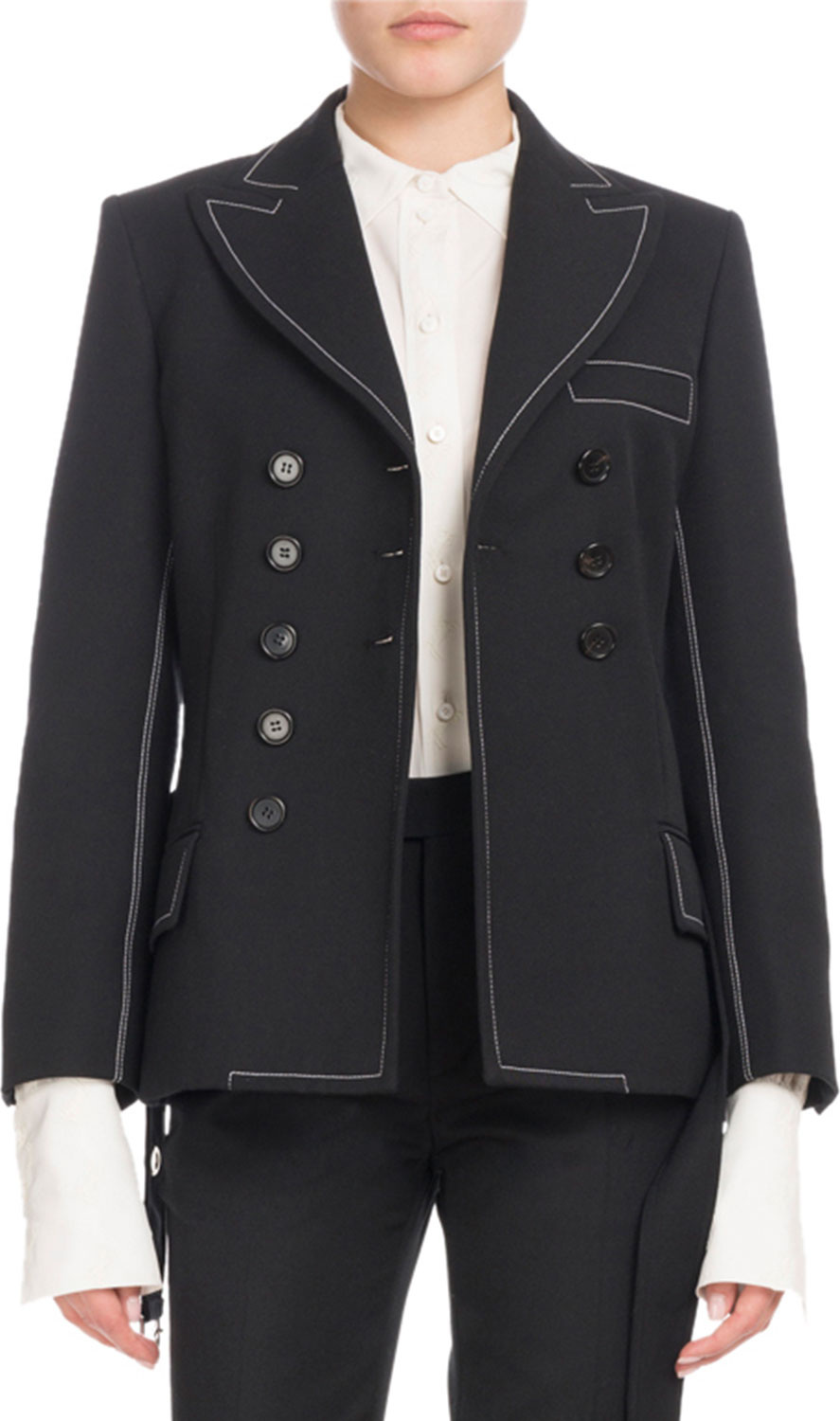 Chloe Double-Breasted Self-Belt Wool-Blend Jacket