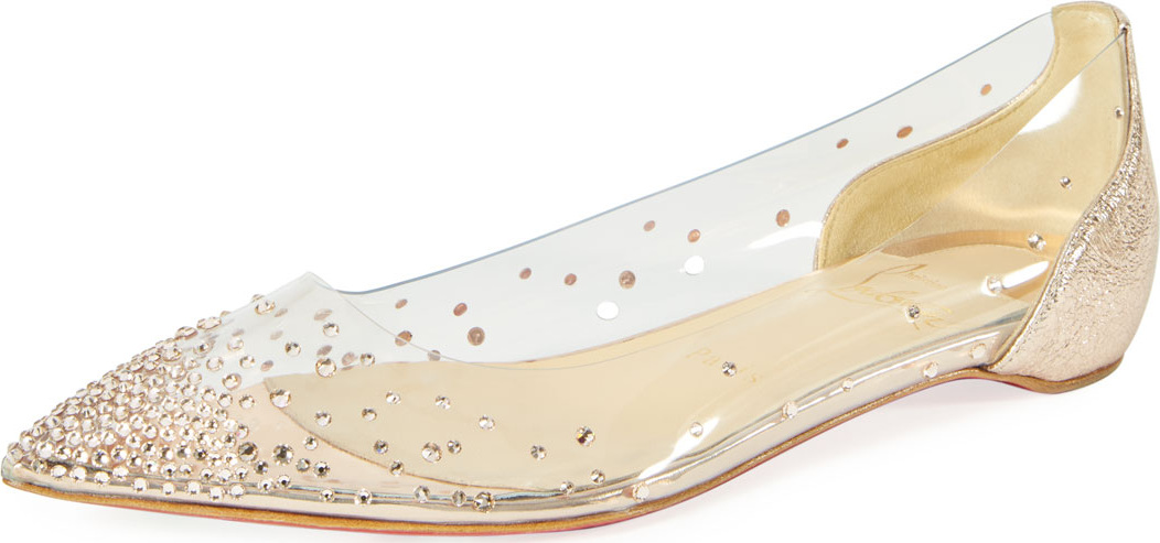 Christian Louboutin Degrastrass Vinyl Red Sole Flat