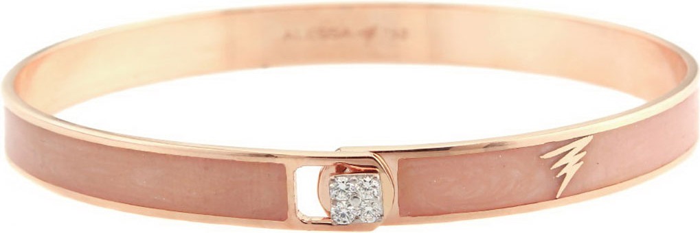 Alessa Jewelry Spectrum 18k Rose Gold Paint & Diamond Bangle, Pink, Size 17