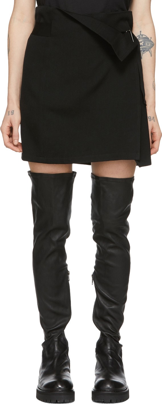 Ann Demeulemeester Black Wool Wrap Skirt