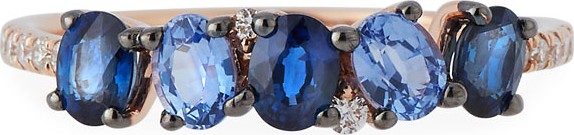 Stevie Wren 14k Rose Gold Blue Sapphire & Diamond Ring, Size 7