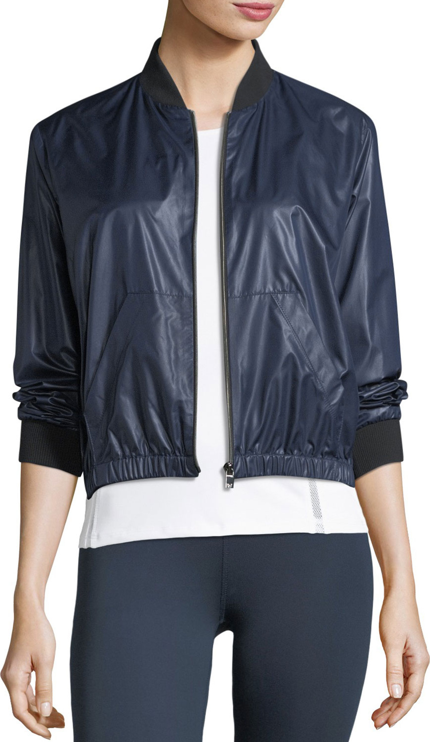 Heroine Sport Wind-Resistant Zip-Front Bomber Jacket