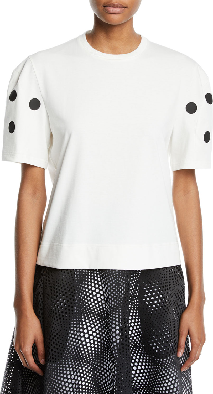 Paskal Dot Applique Cropped Crewneck Tee