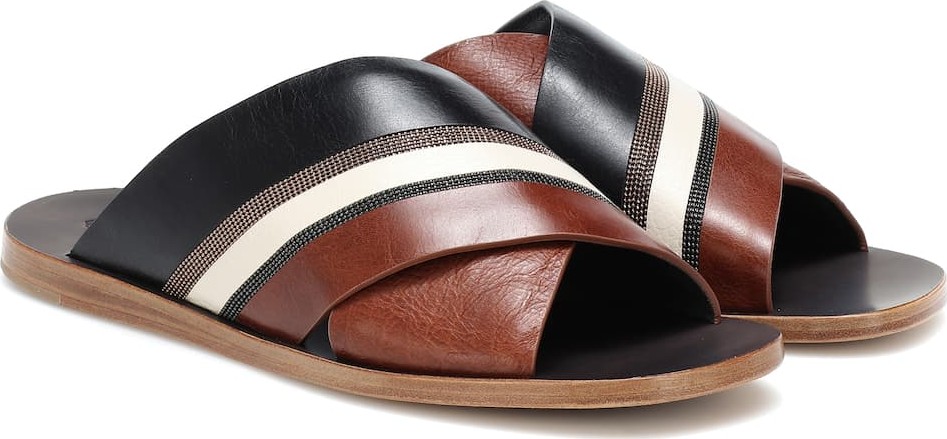 Brunello Cucinelli Embellished leather sandals