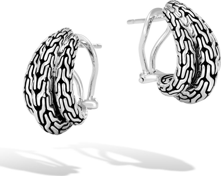 John Hardy Classic Chain Silver Buddha Belly Earrings