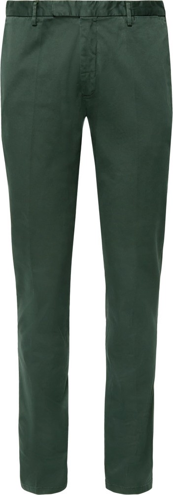 Boglioli Dark-Green Slim-Fit Stretch-Cotton Drill Suit Trousers