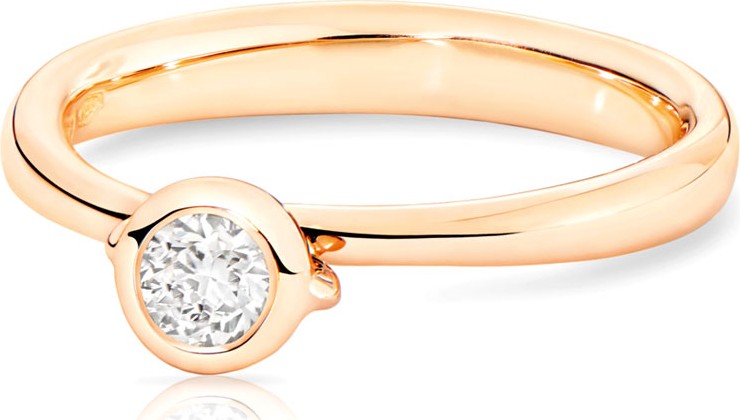 Tamara Comolli Bouton Rose Gold Diamond Solitaire Bezel Ring, Size 7/54