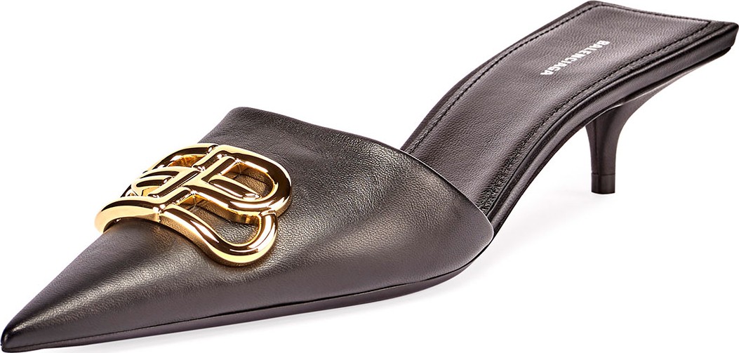 Balenciaga Square Knife BB Mules  Black