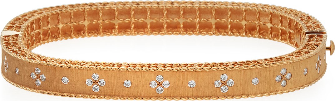 Roberto Coin Princess 18K Rose Gold Narrow Diamond Bangle