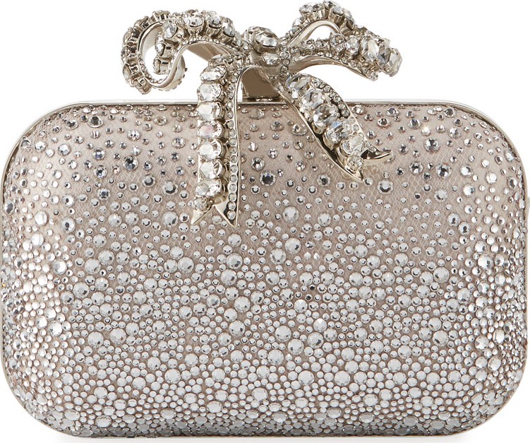 Jimmy Choo Cloud Crystal Bow Clutch Bag
