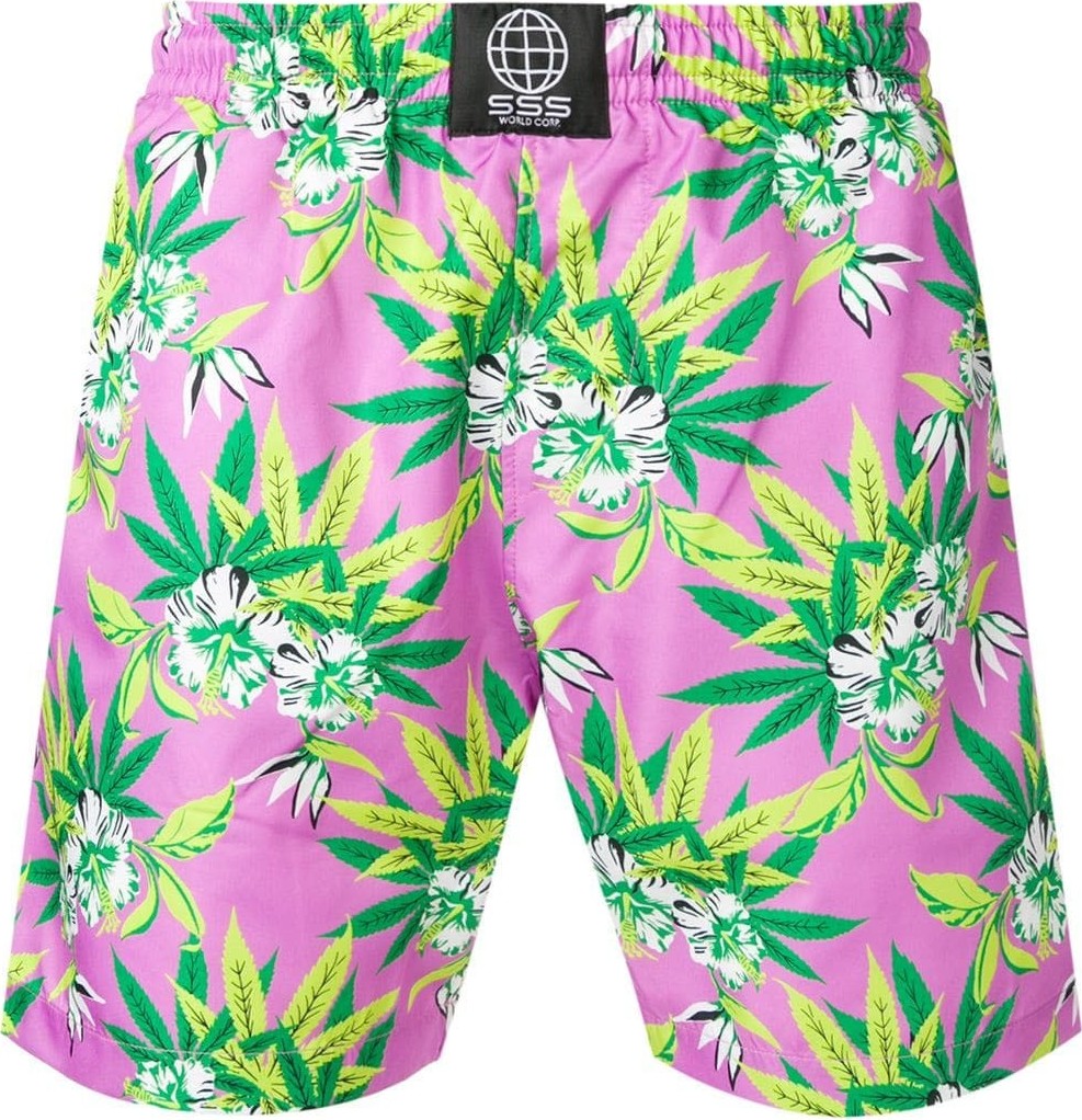 SSS World Corp Hawaiian floral print swimming shorts