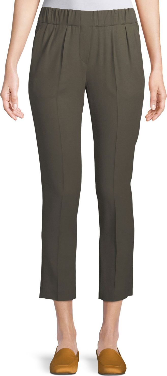 Brunello Cucinelli Wool-Viscose Pull-On Cropped Pants