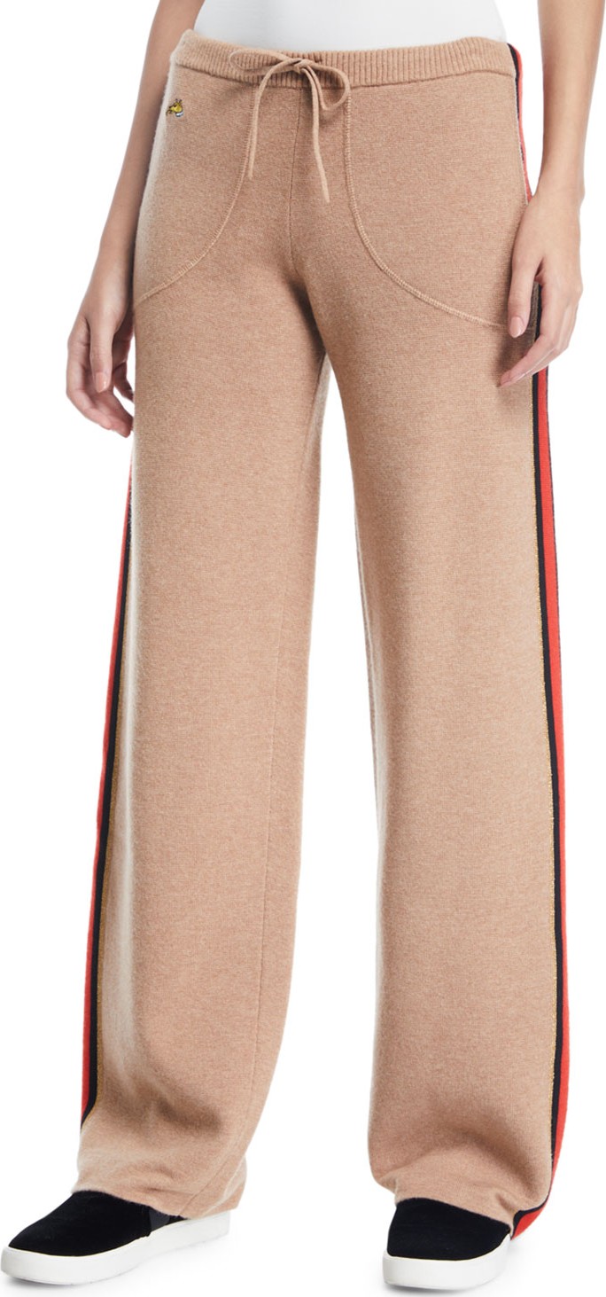 Bella Freud Race Track Side-Stripe Wool/Cashmere Track Pants