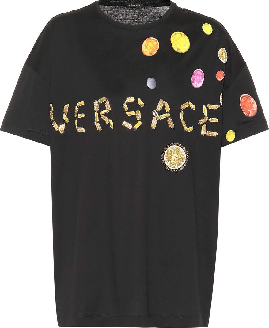 Versace Embellished printed cotton T-shirt