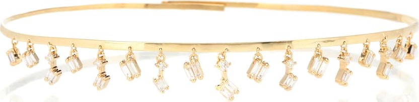 Suzanne Kalan Cascading Wire 18kt gold and diamond choker necklace