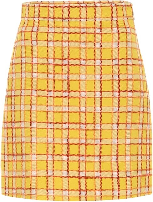 Gucci Checked wool tweed miniskirt