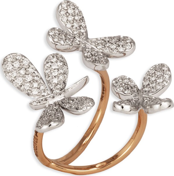 Staurino Fratelli Nature 18k Diamond Butterfly & Dragonfly Ring